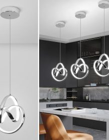 6000K Modern Pendant Light Fixtures, LED Pendant Lights Kitchen Island Lighting Adjustable Height Chrome Hanging Lights for Dining Room Kitchen Bedroom, 1Pack